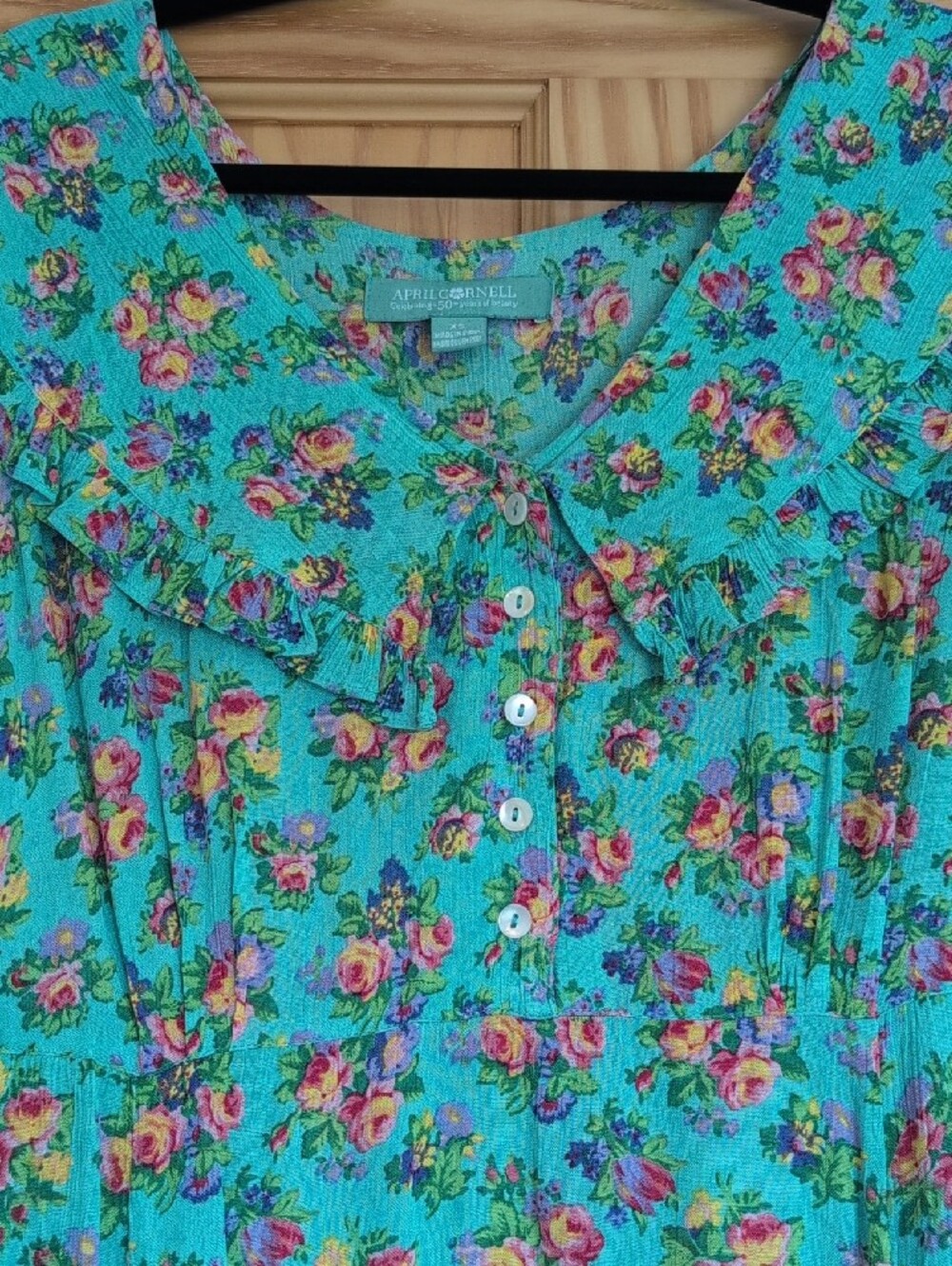 NWT April Cornell Mint Floral Dress with Multicolor Blooms - Picture 4 of 11